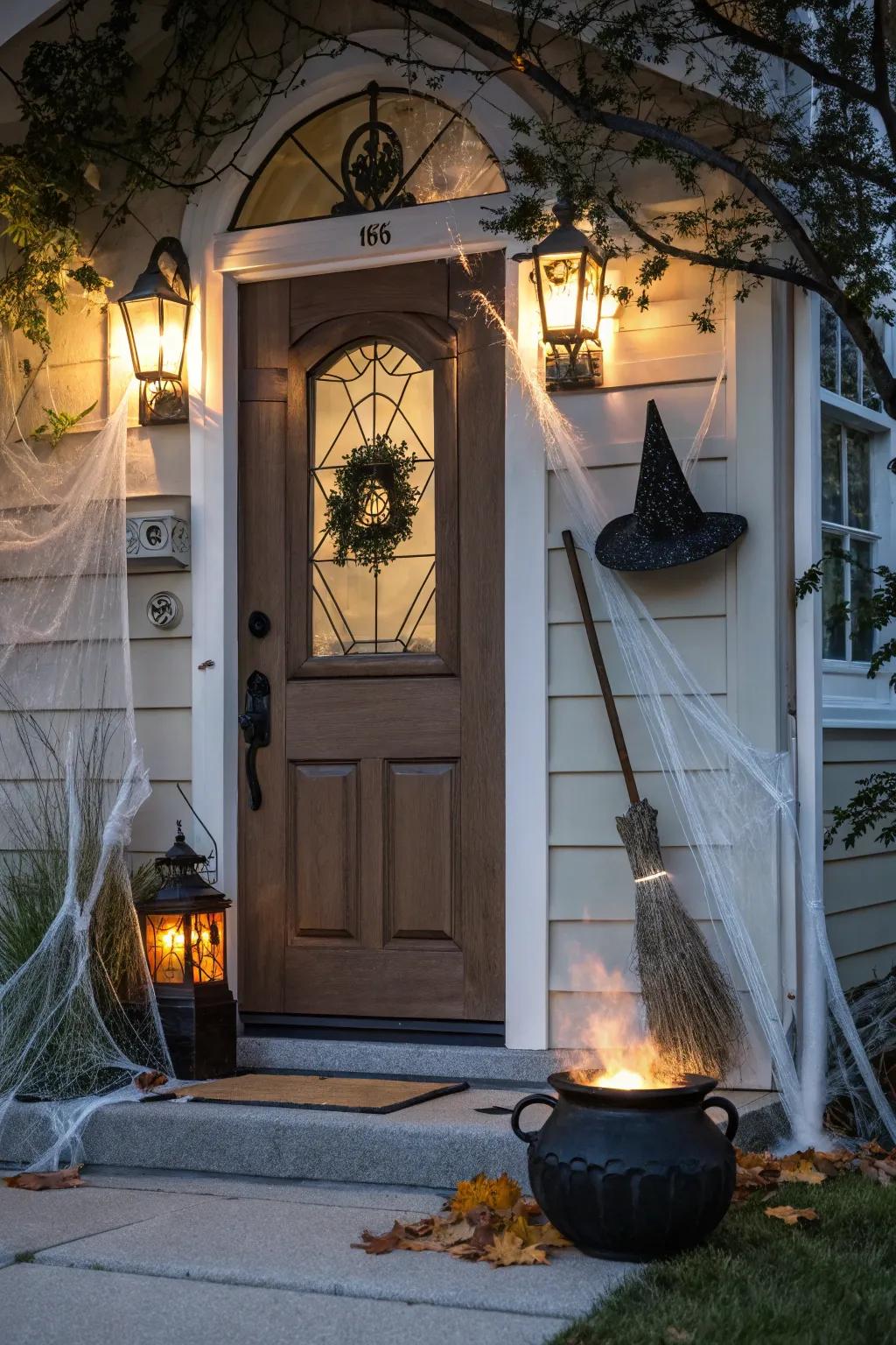 Turn your entrance into a witch's lair with these enchanting elements.