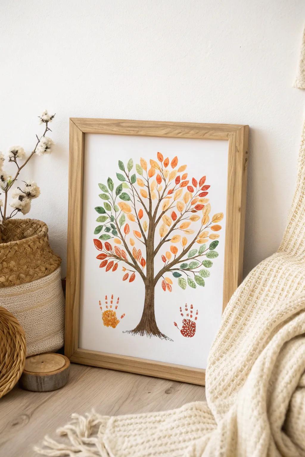 Commemorate the charm of the seasons through your infant’s delicate imprint—a handprint arboreal craft capturing nature’s vibrant pilgrimage.
