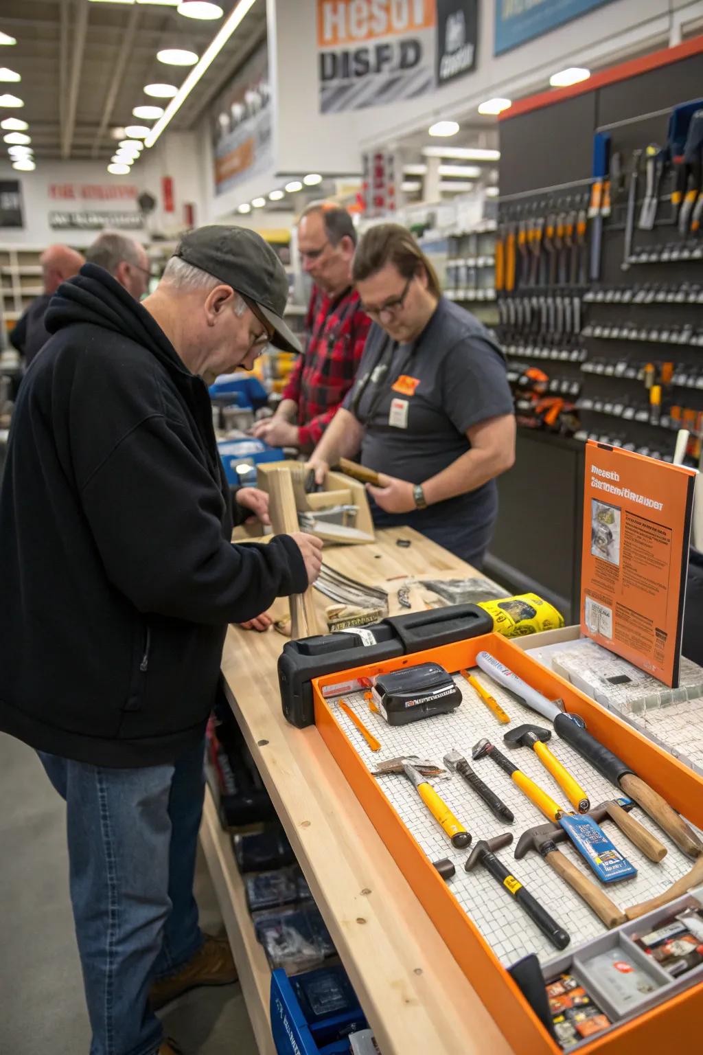 A hands-on arrangement showcasing a workbench stocked with tools for interactive trials.