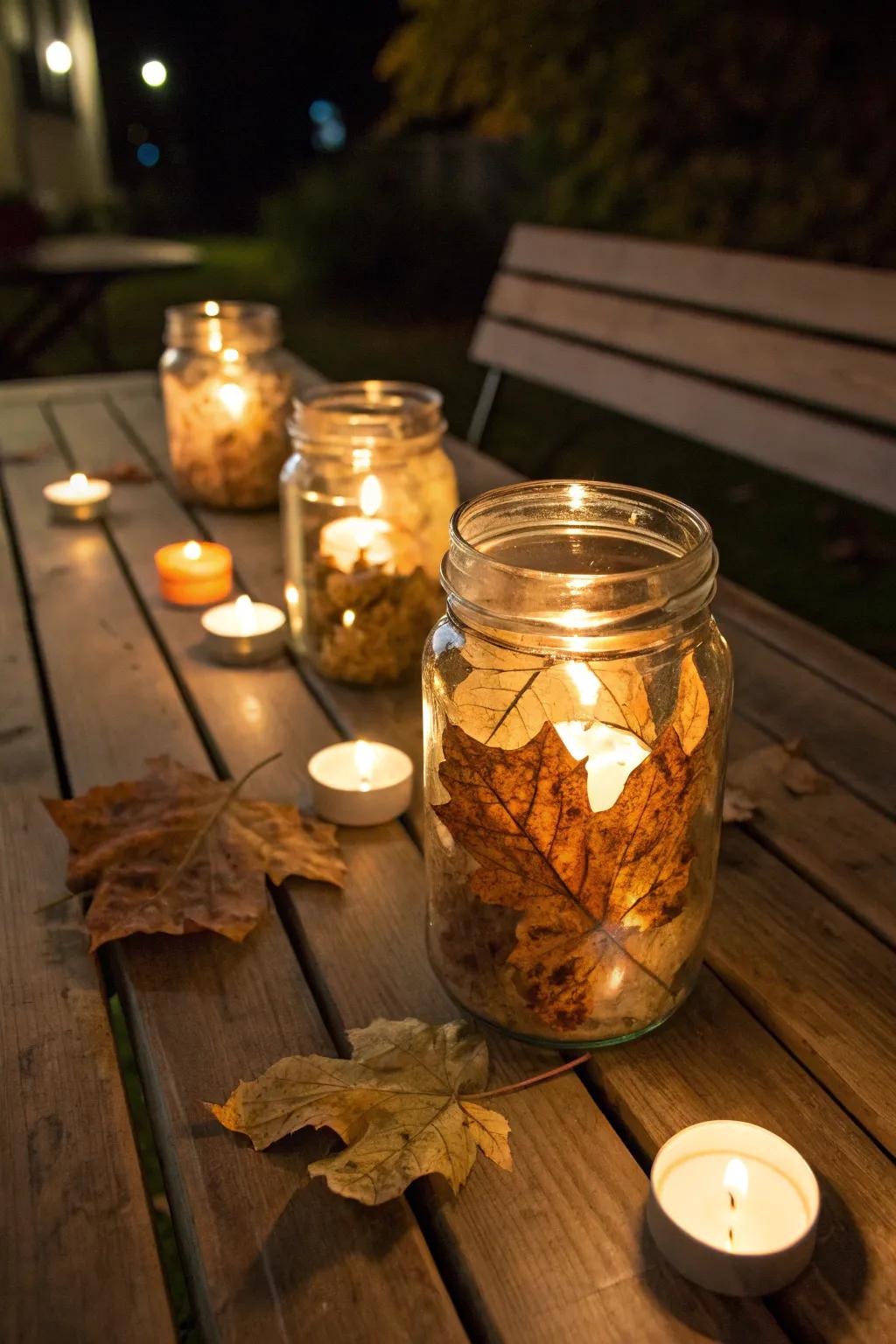 Self-made leaf illuminations dispersing an affectionate autumnal radiance.