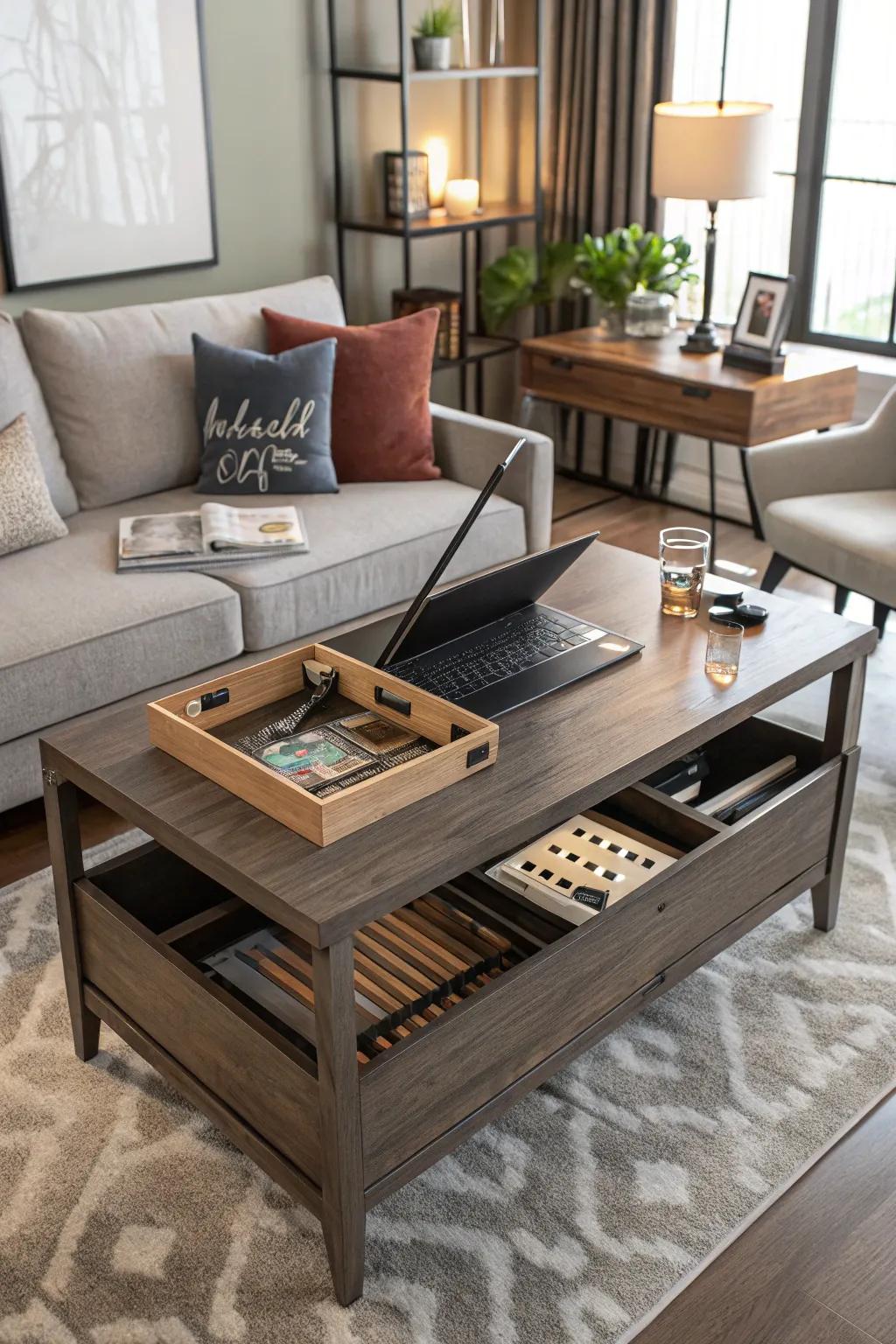 Chic and functional coffee table with hidden storage