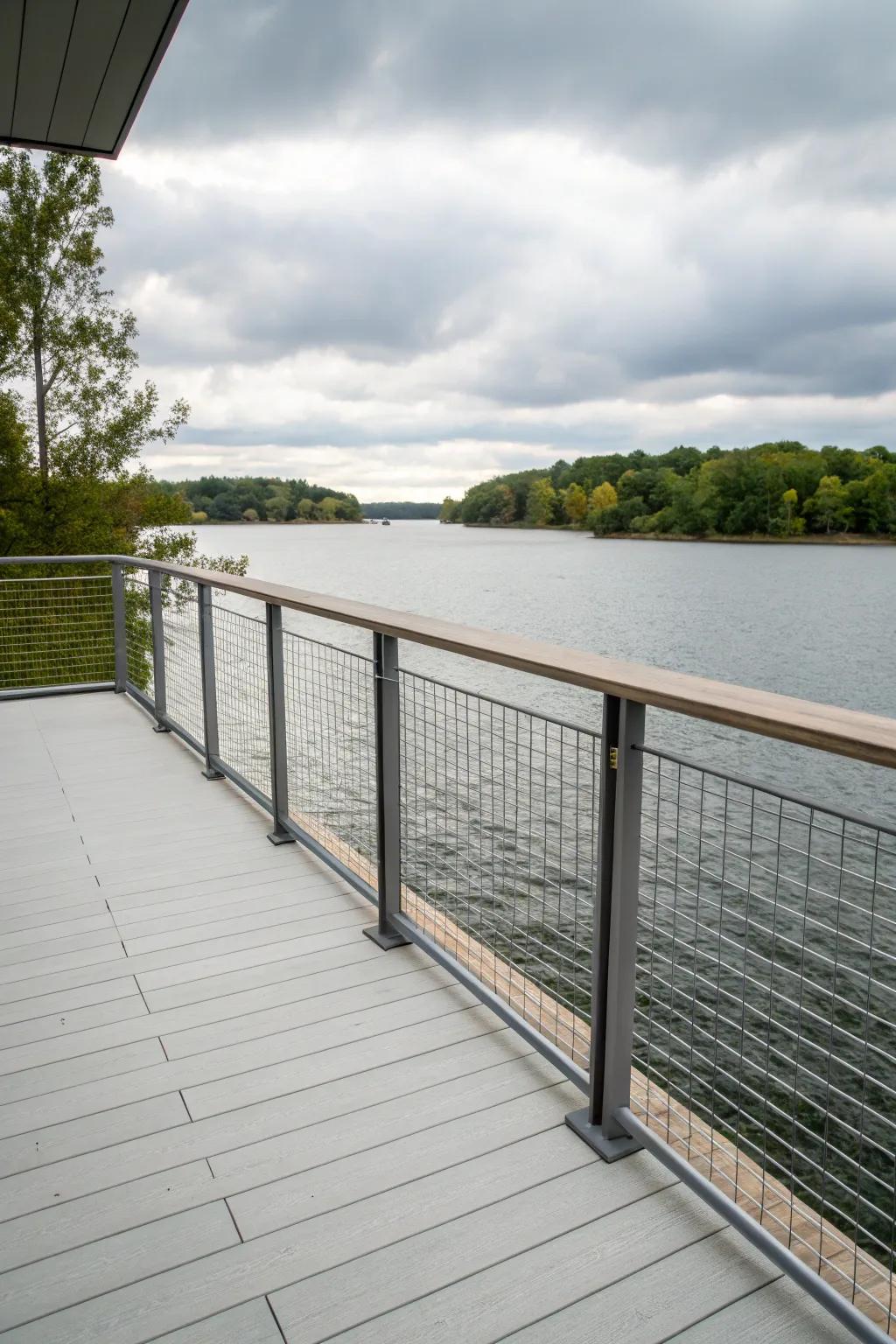 Metallic wire mesh barriers present a minimalist design, optimizing visibility.