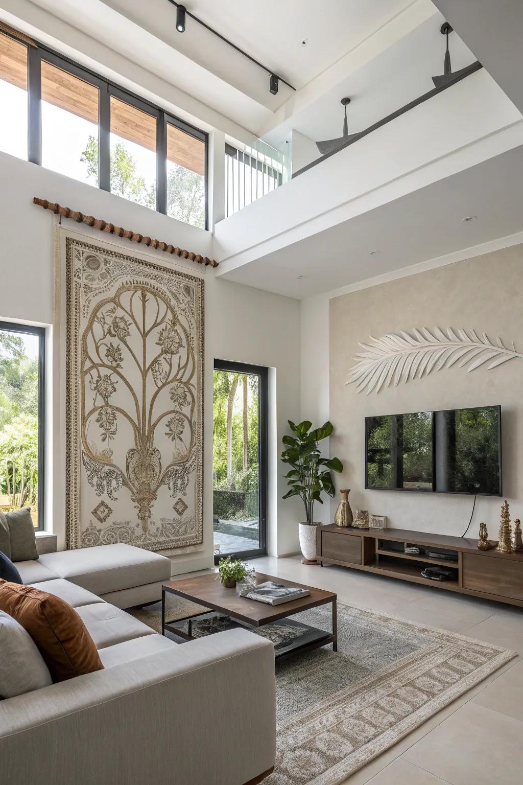 A captivating piece of wall art that enhances the sophistication of a contemporary living space.