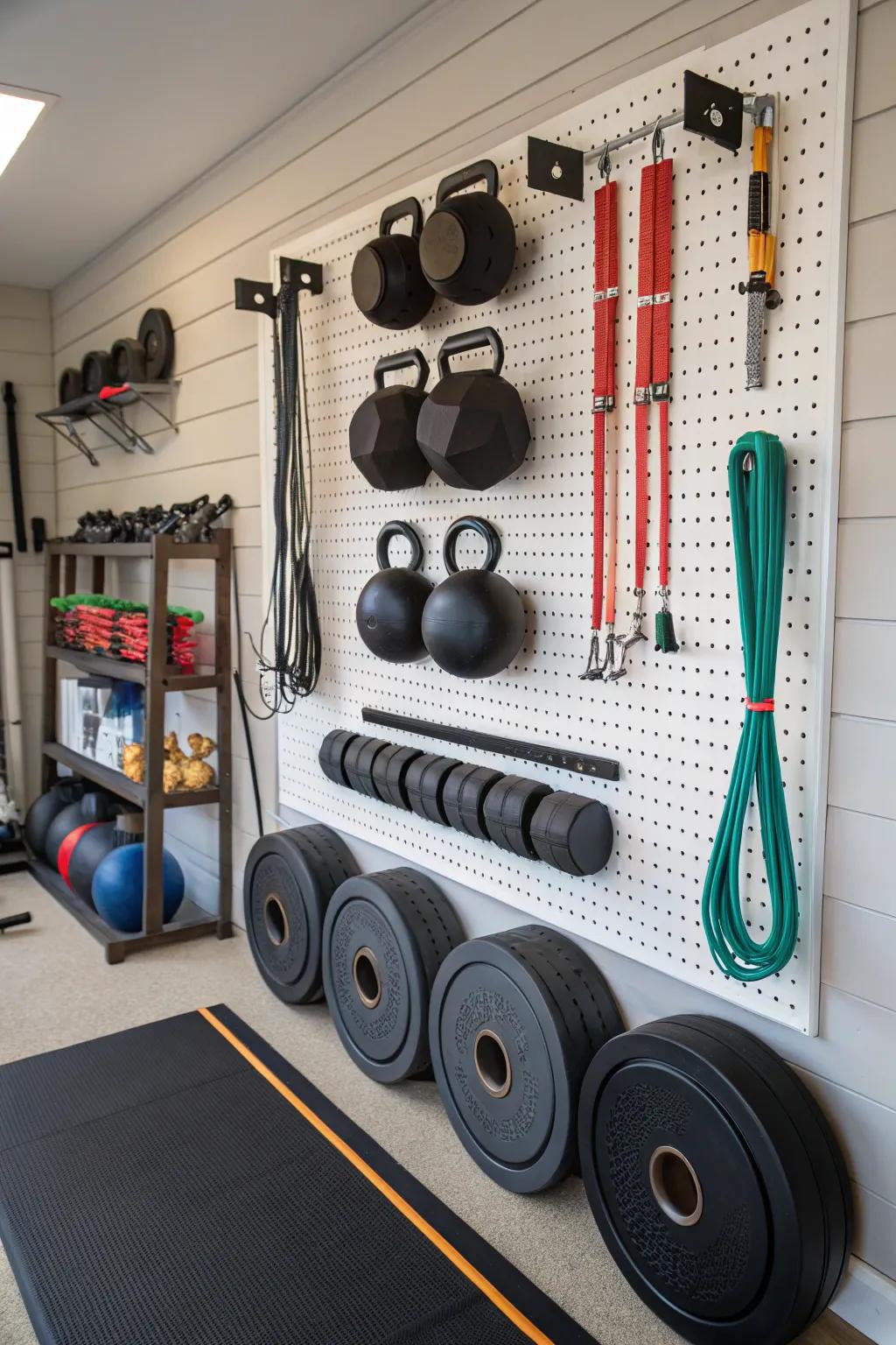 A perforated panel arrangement delivers adaptable and customizable storage capabilities.