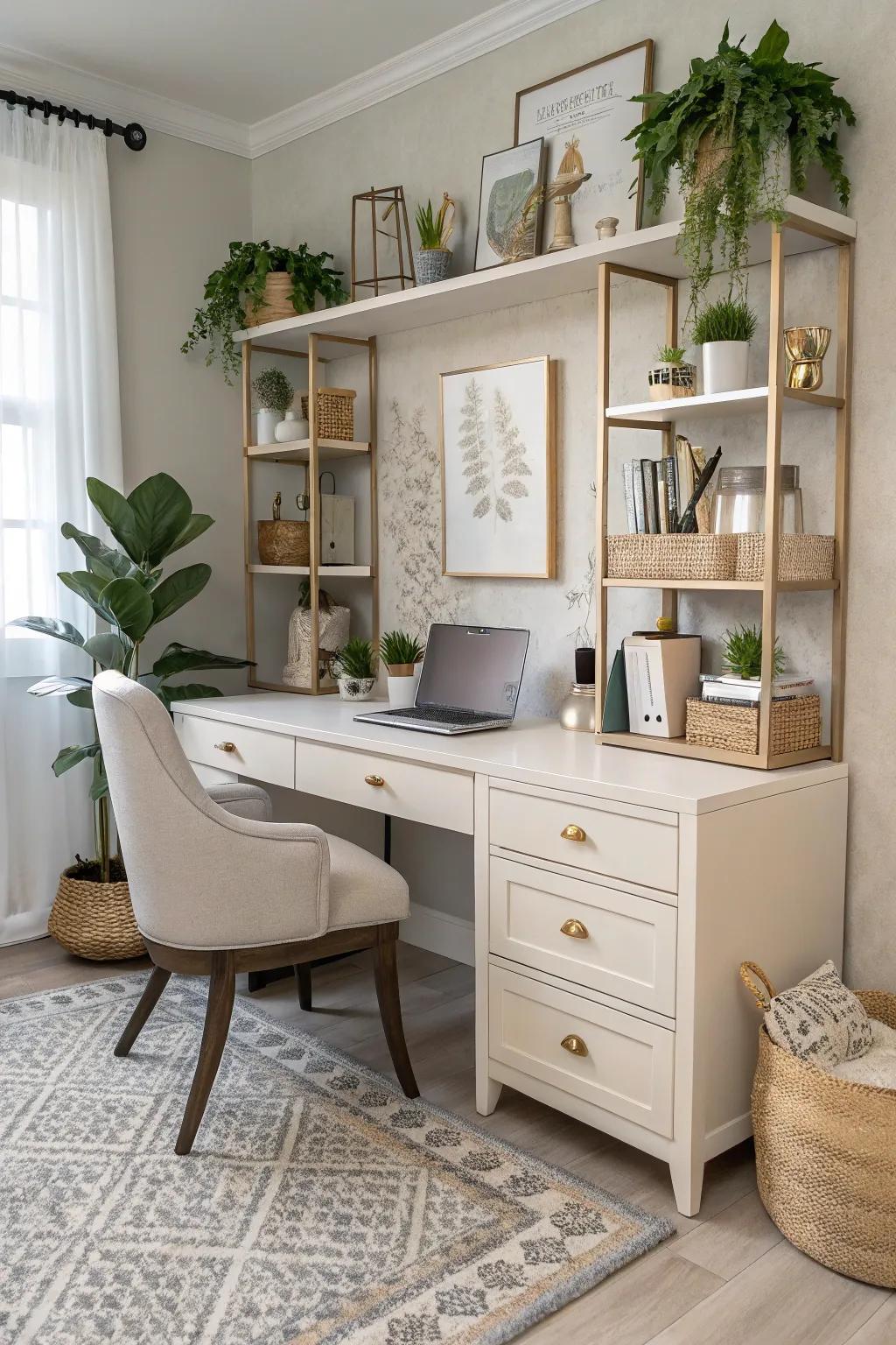 A desk that blends refinement with practicality can become the focal point of your home office.