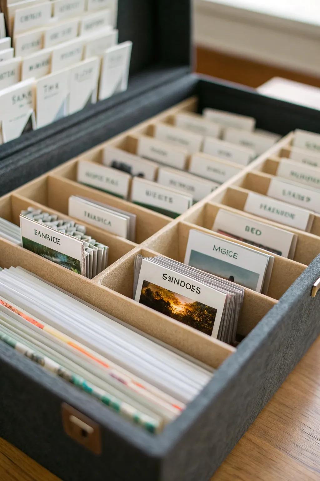 Arrange your memories with labeled dividers.