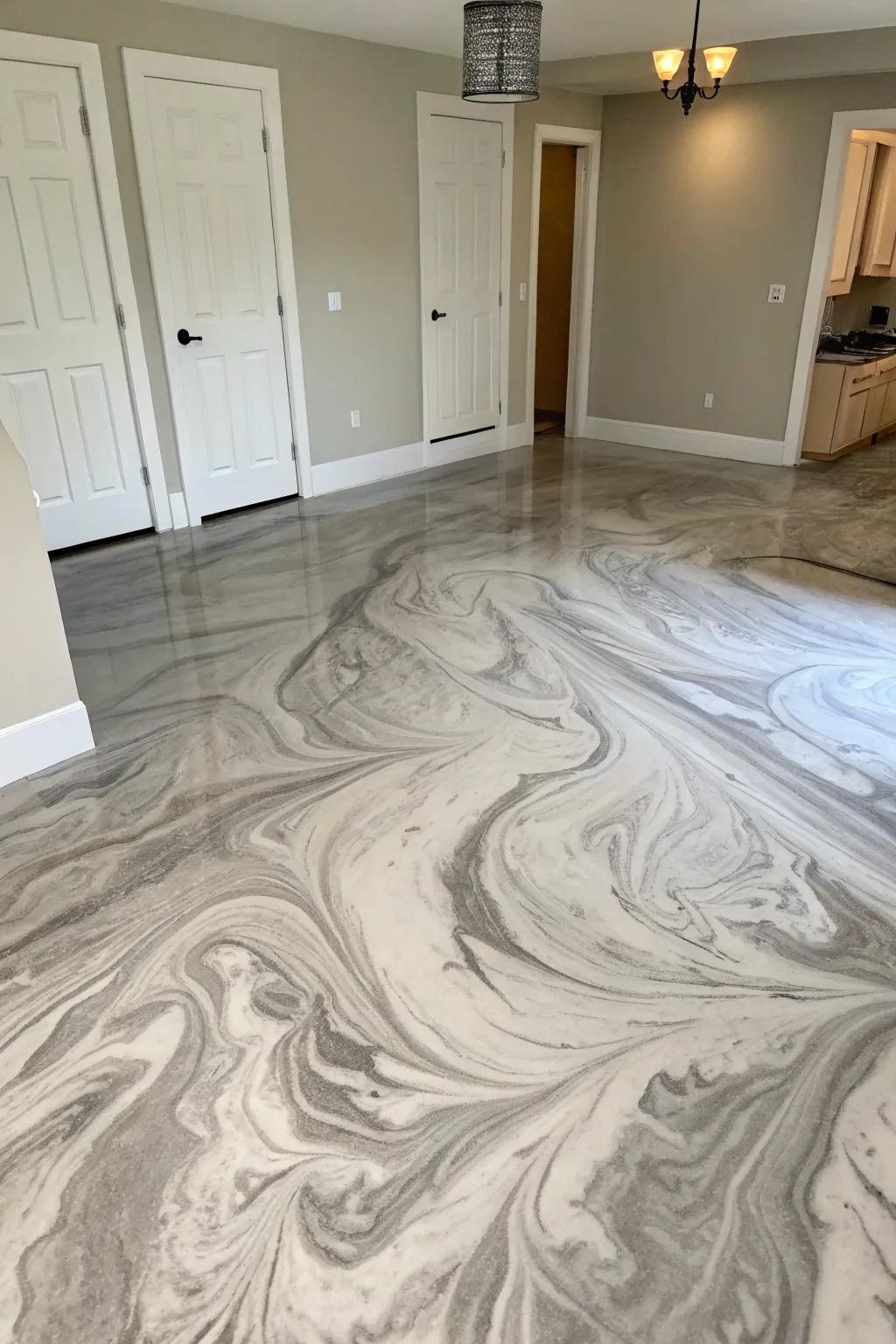 A superbly painted concrete floor that embodies the sophisticated charm of marble.