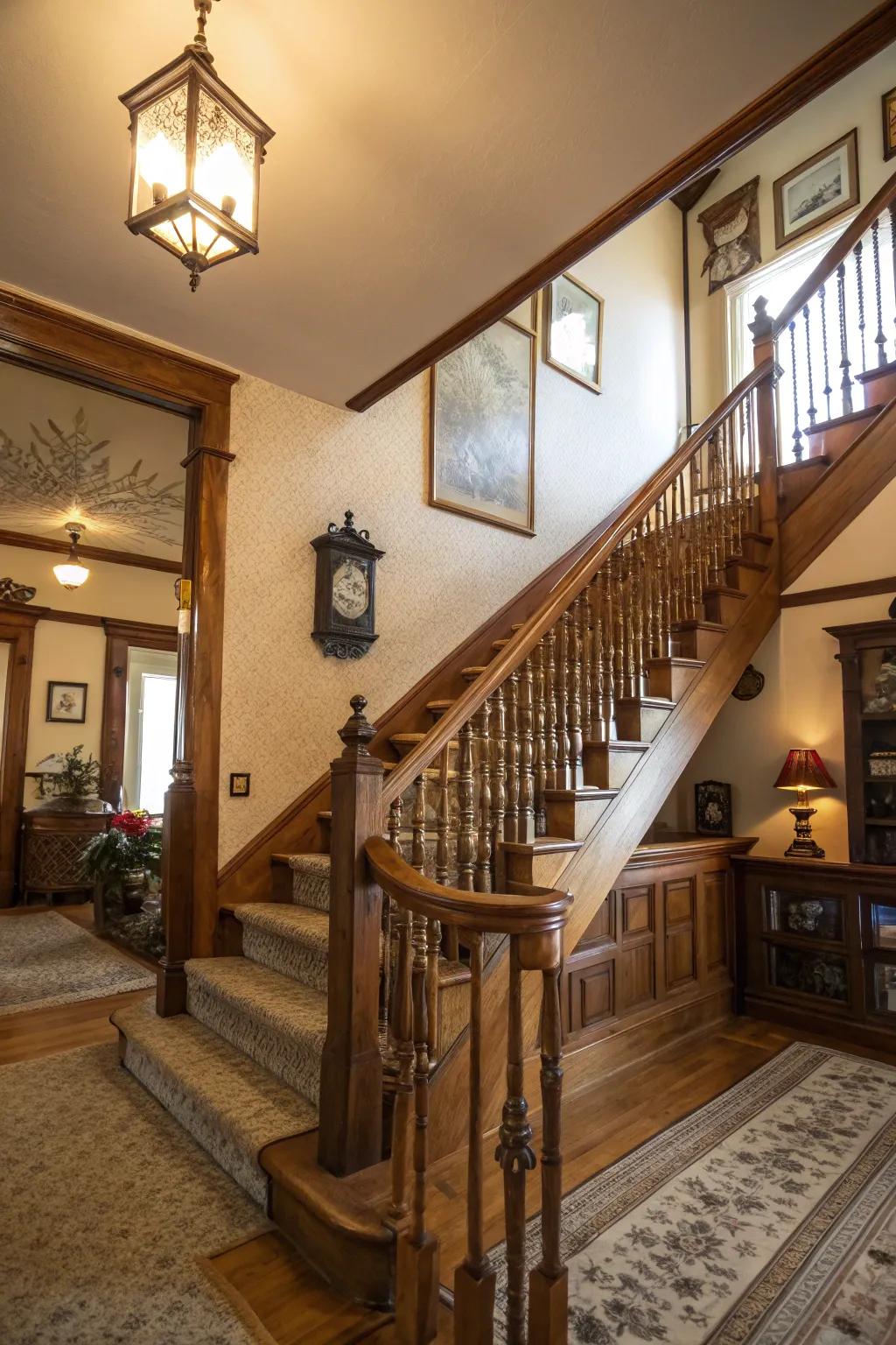 Wooden stair railings contribute warmth and elegance to your home.