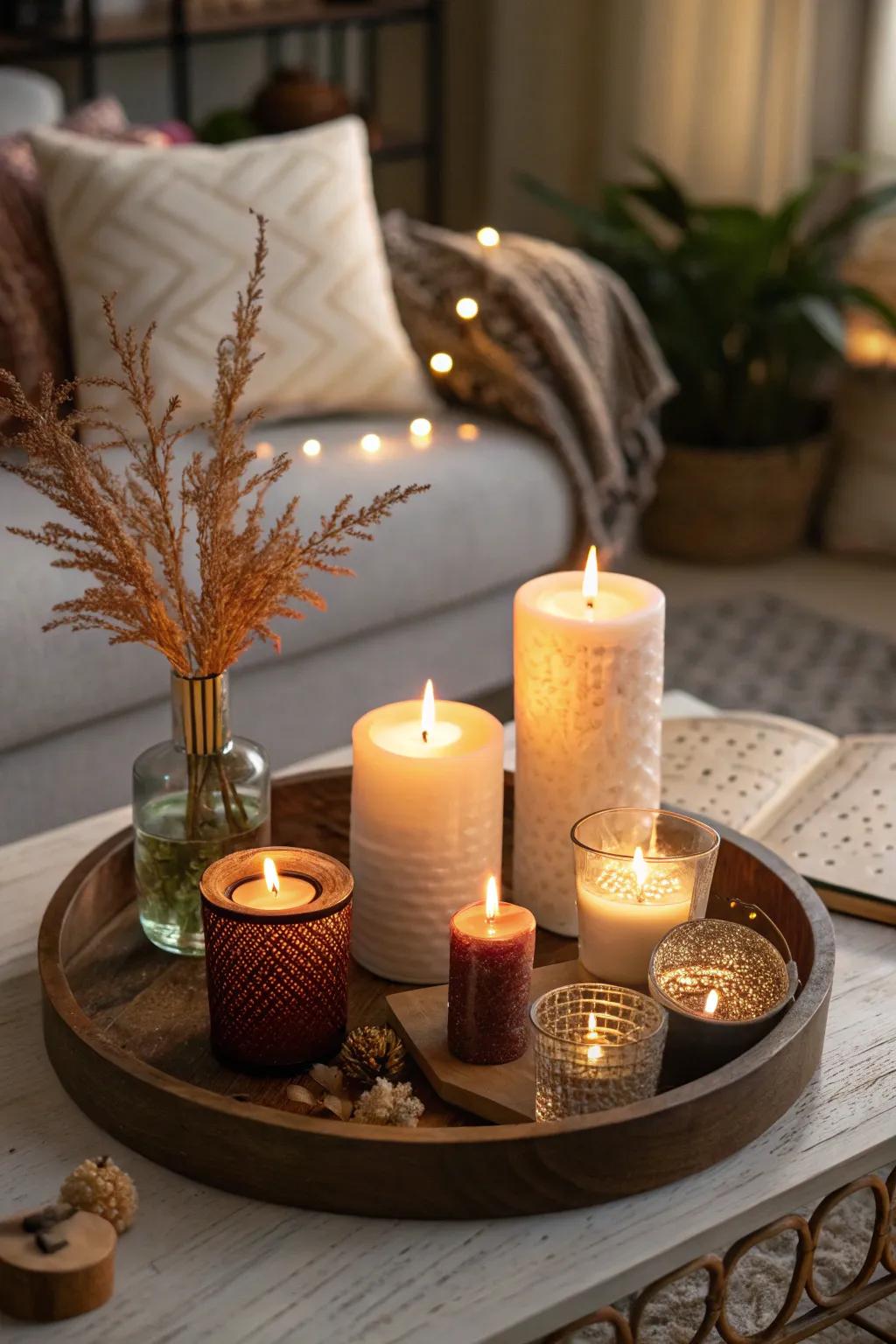 Enhance your home with candles to add a touch of warmth and charm.