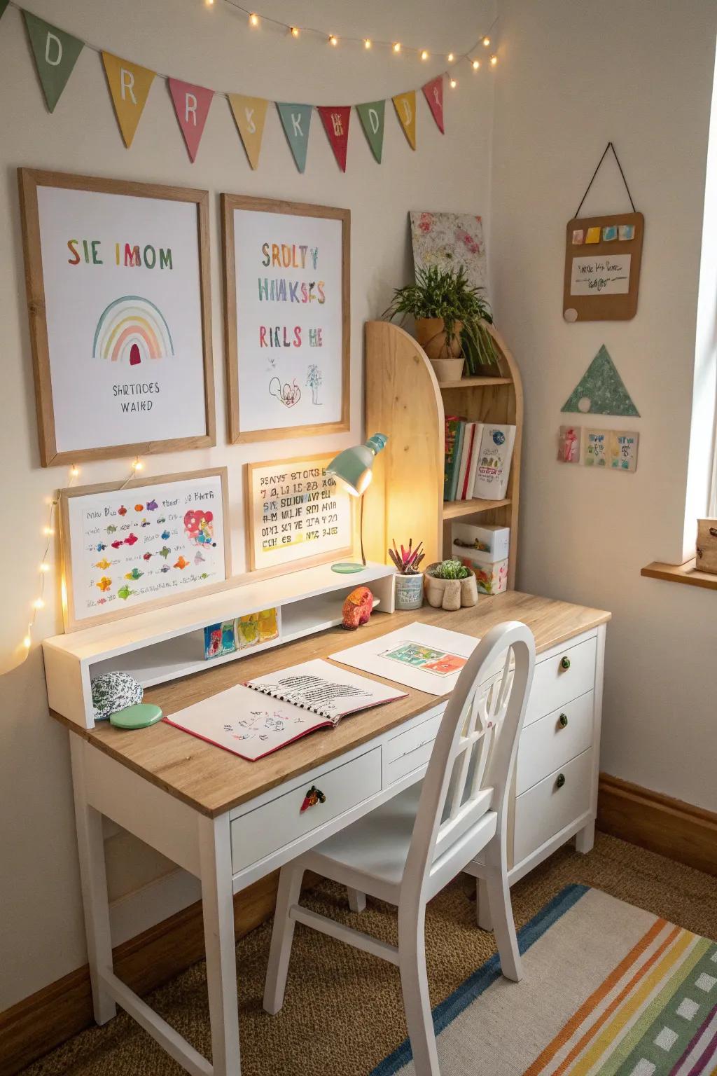 Bespoke decor ensures the desk area is uniquely tailored to them.