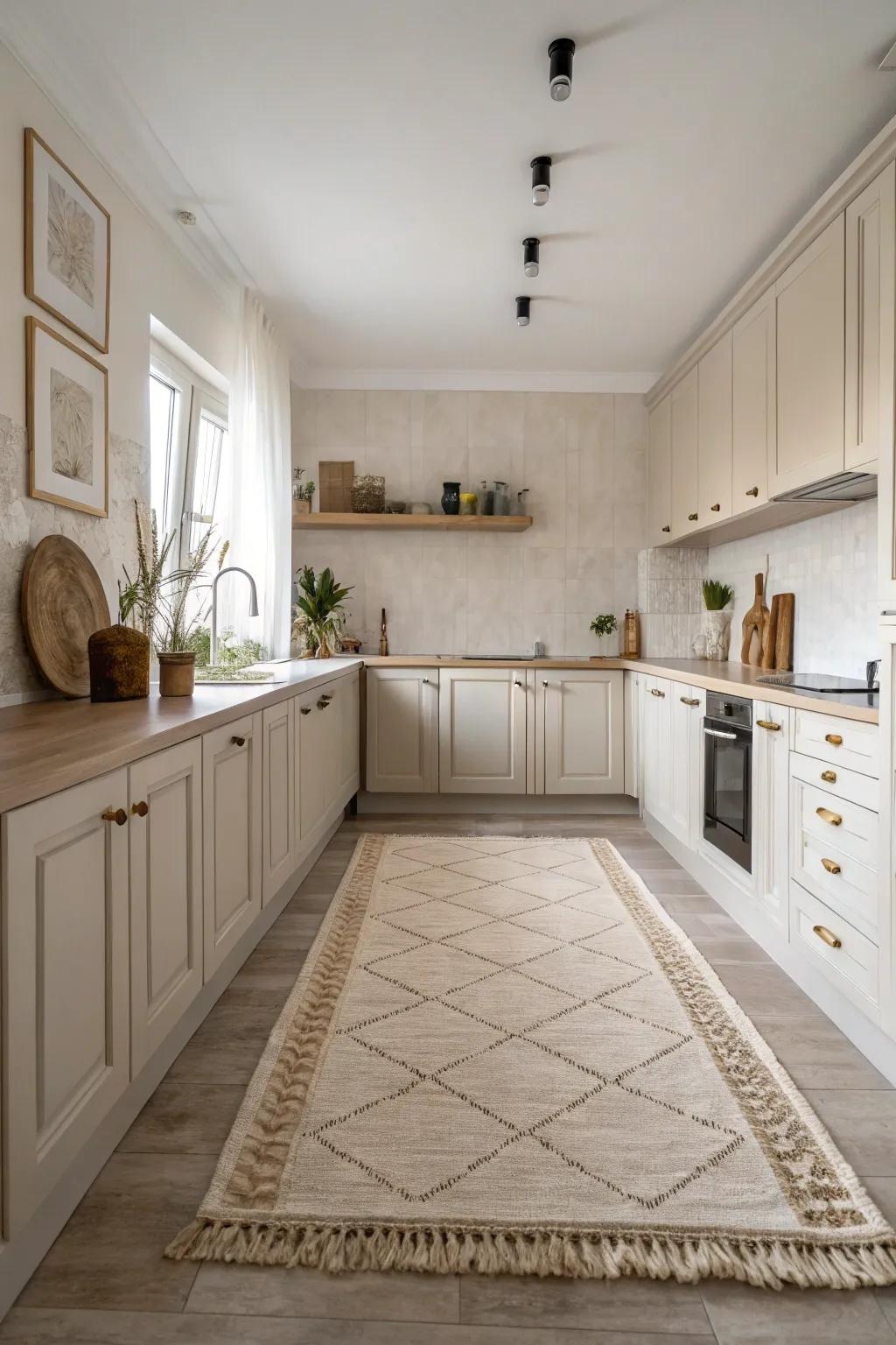 Understated rugs deliver enduring sophistication and serenity to any kitchen setting.