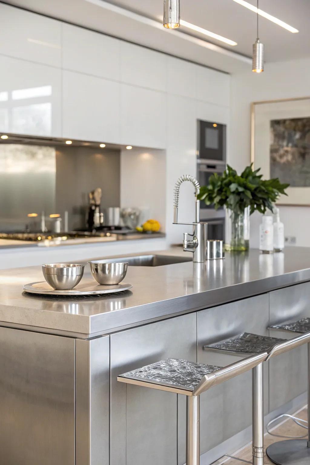 Stainless steel surfaces offer a streamlined, professional ambiance.