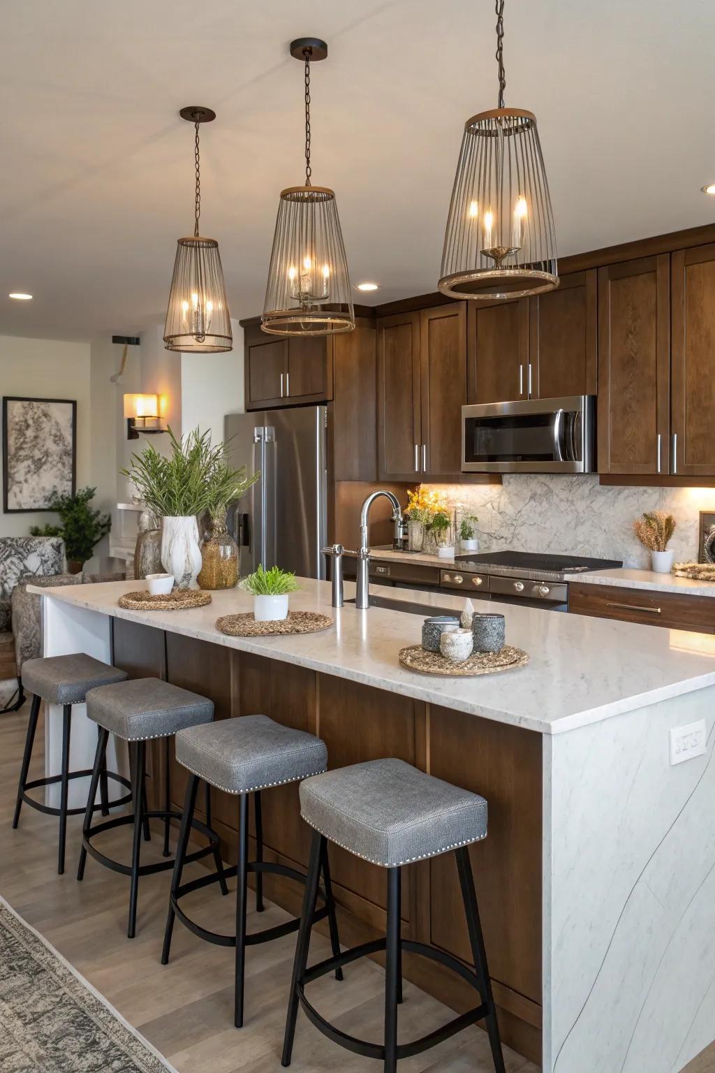 A kitchen island merging utility with aesthetics.
