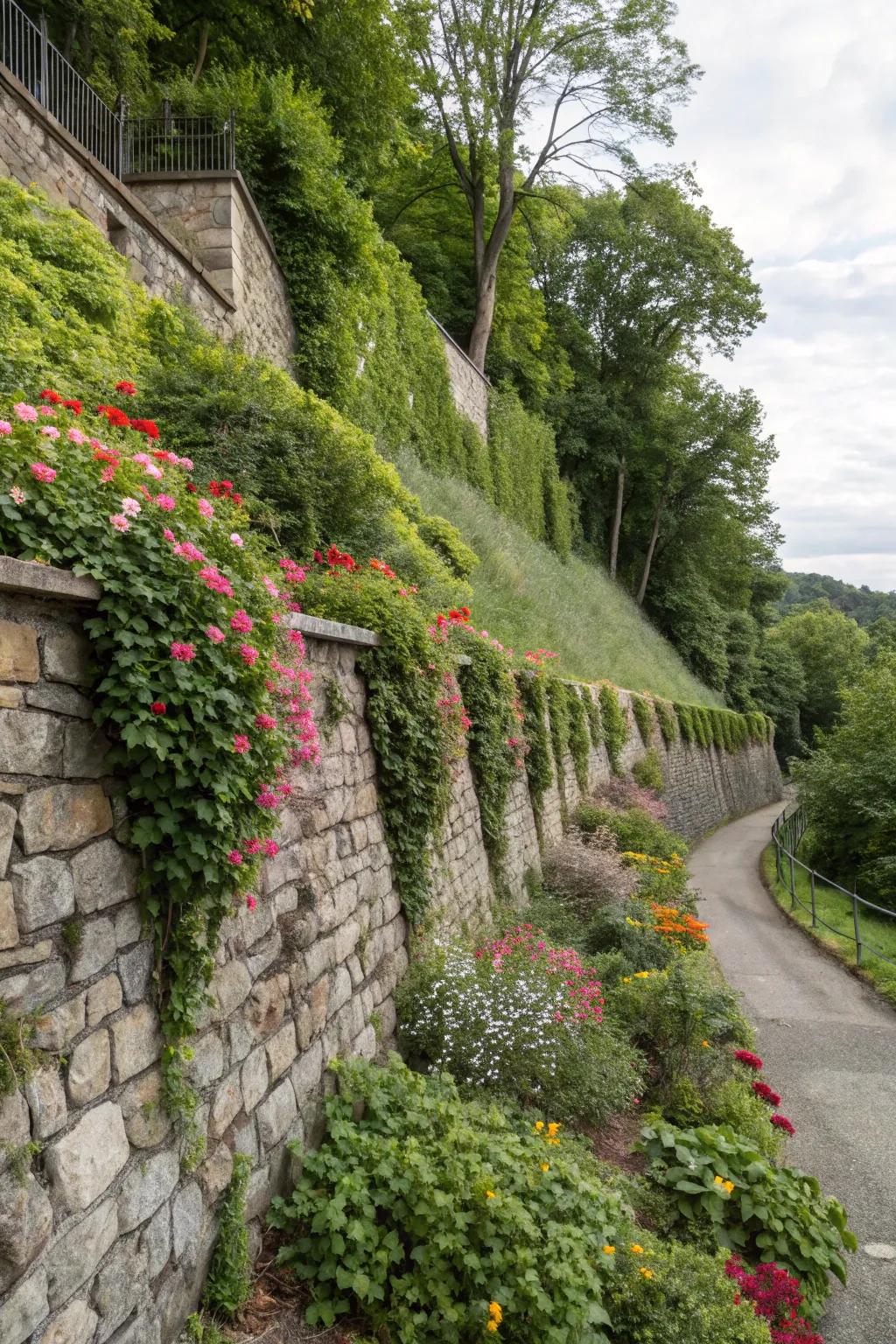 Retaining features infuse structure and elegance into landscapes with gradients.