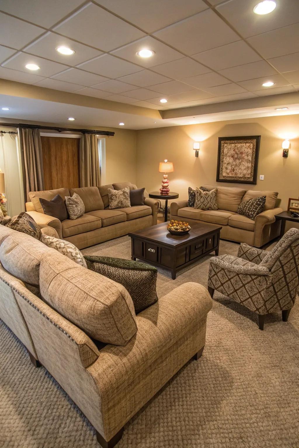 Extensive seating cultivates a welcoming ambiance.