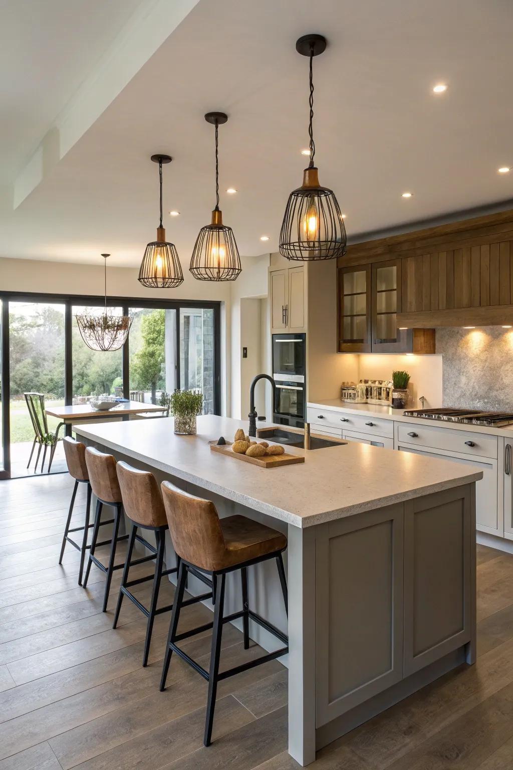 A versatile kitchen island perfect for relaxed meals and fostering social connections.