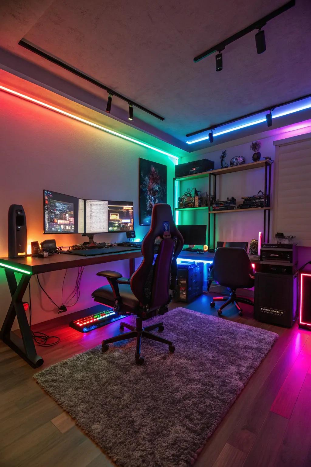 Level up your setup with RGB desk lighting.