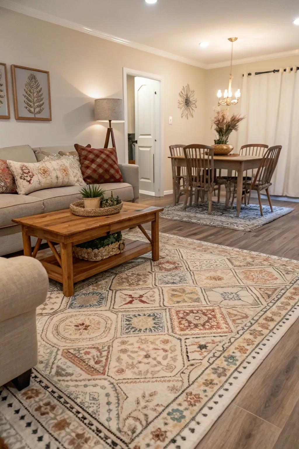 Floor coverings delineate spaces and infuse a layer of refined warmth.