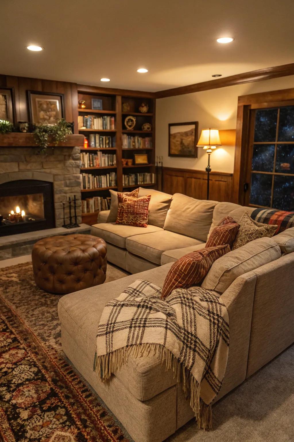 A corner configuration designed to maximize space and promote intimacy.