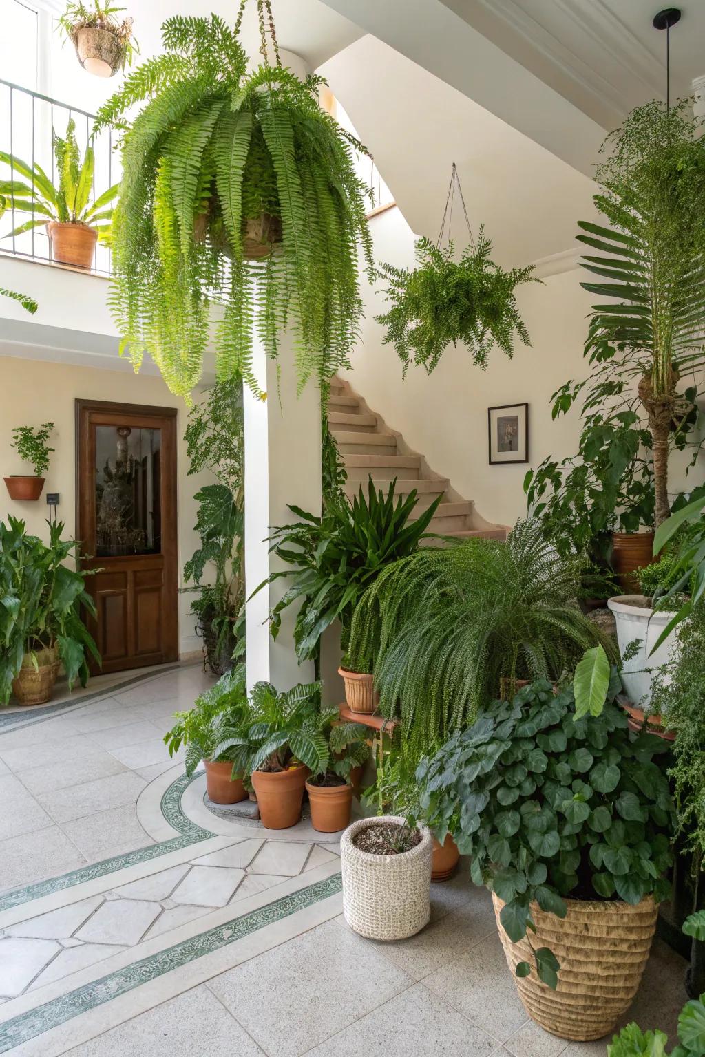 A vivid lobby enriched by indoor vegetation