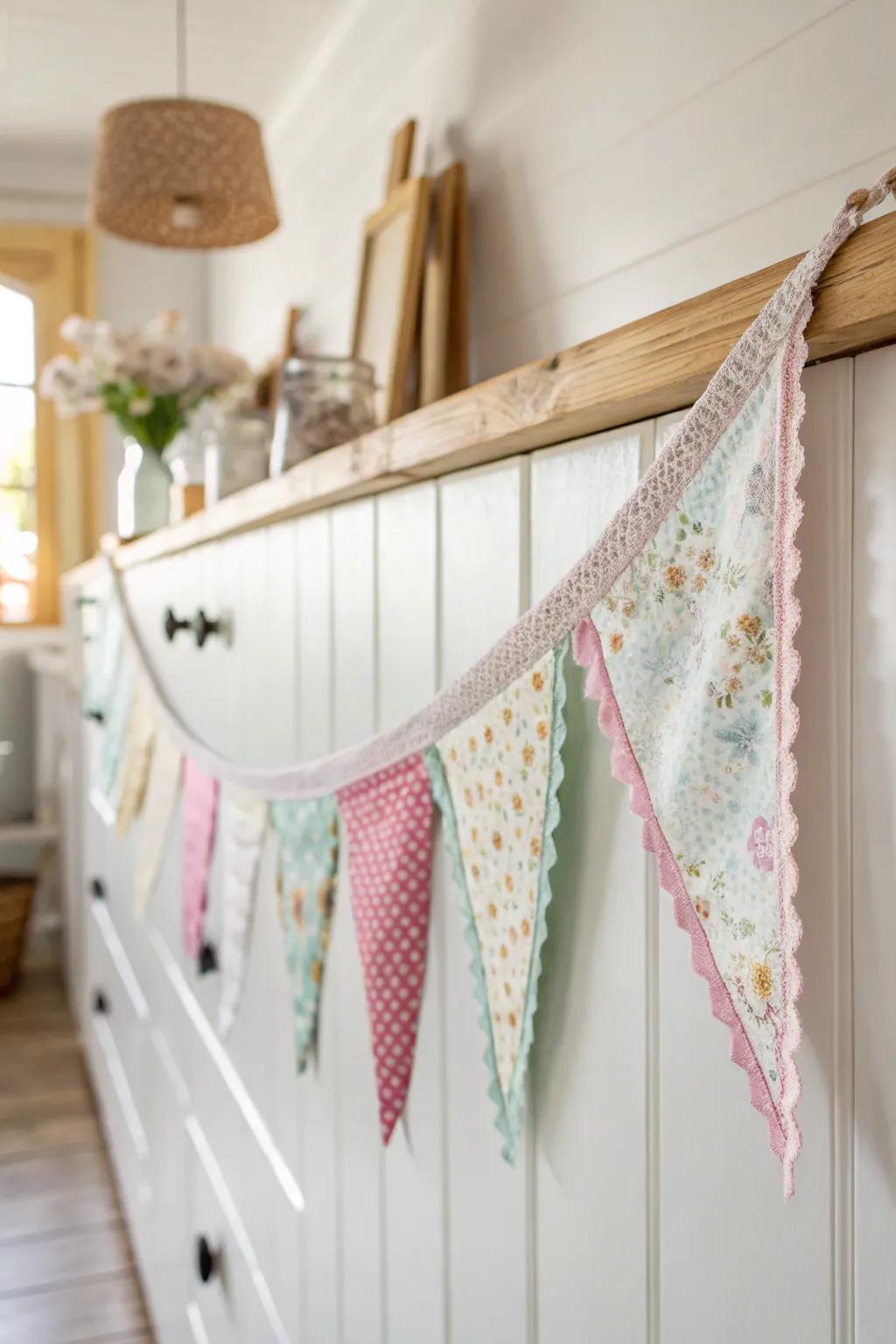Bring a sprinkle of happiness to your home with this gorgeous textile remnant garland!
