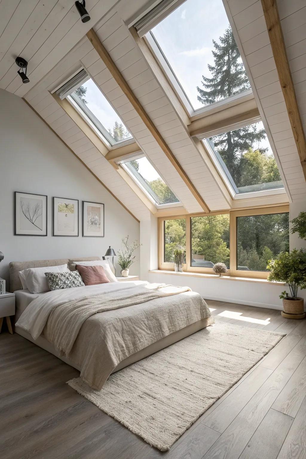 Welcome the sunlight with skylights and generous windows.