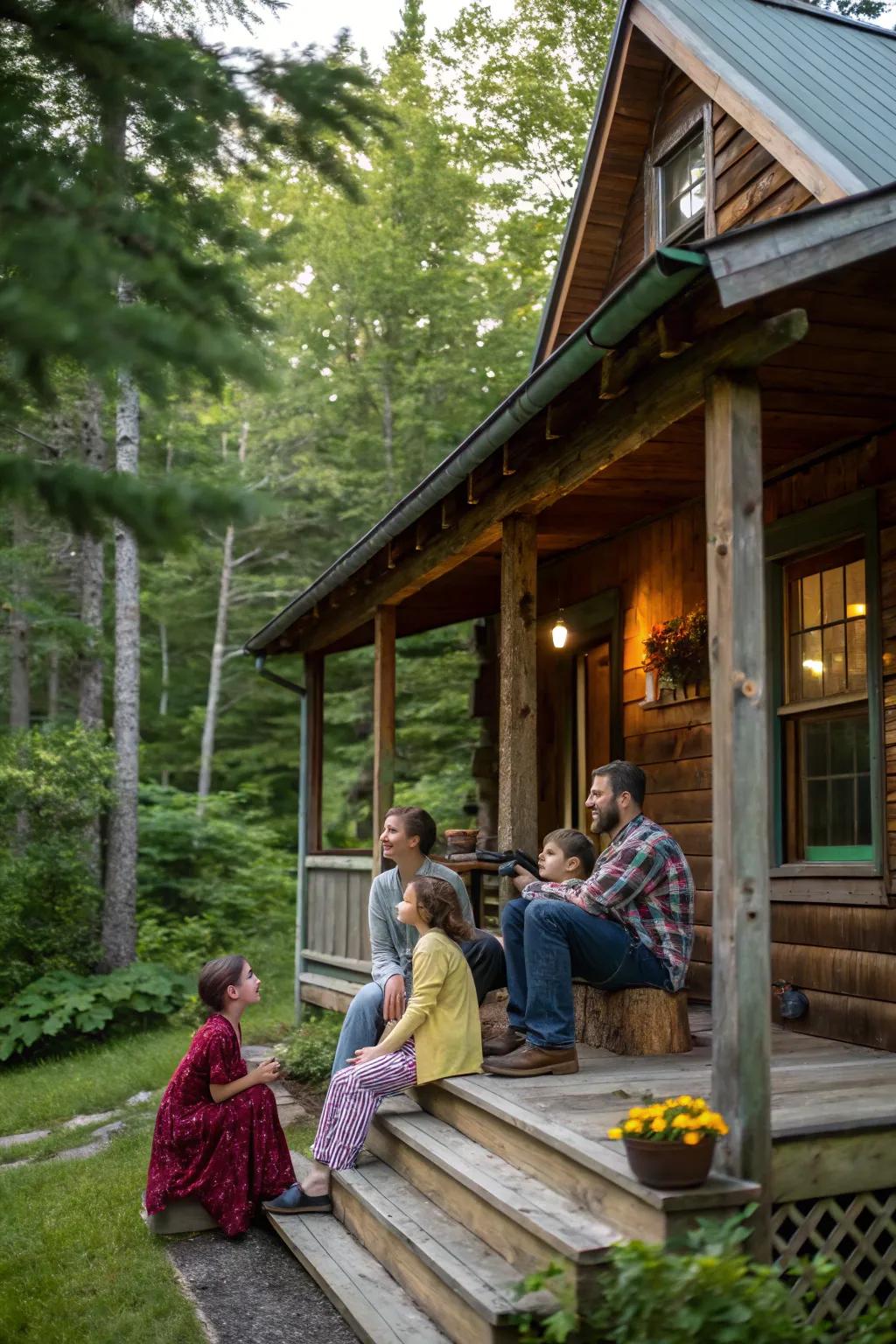 A charming cabin escape nestled peacefully in Maine's beautiful woodlands.