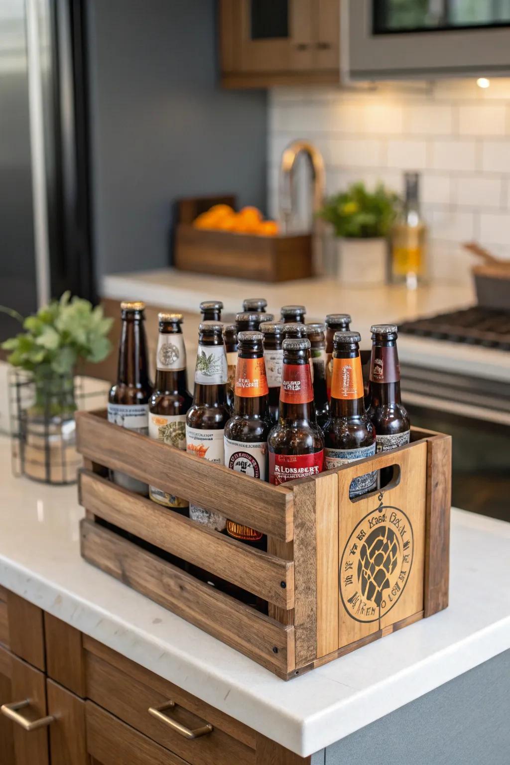 Specialty brew arrangement, an excellent gift for beer devotees.