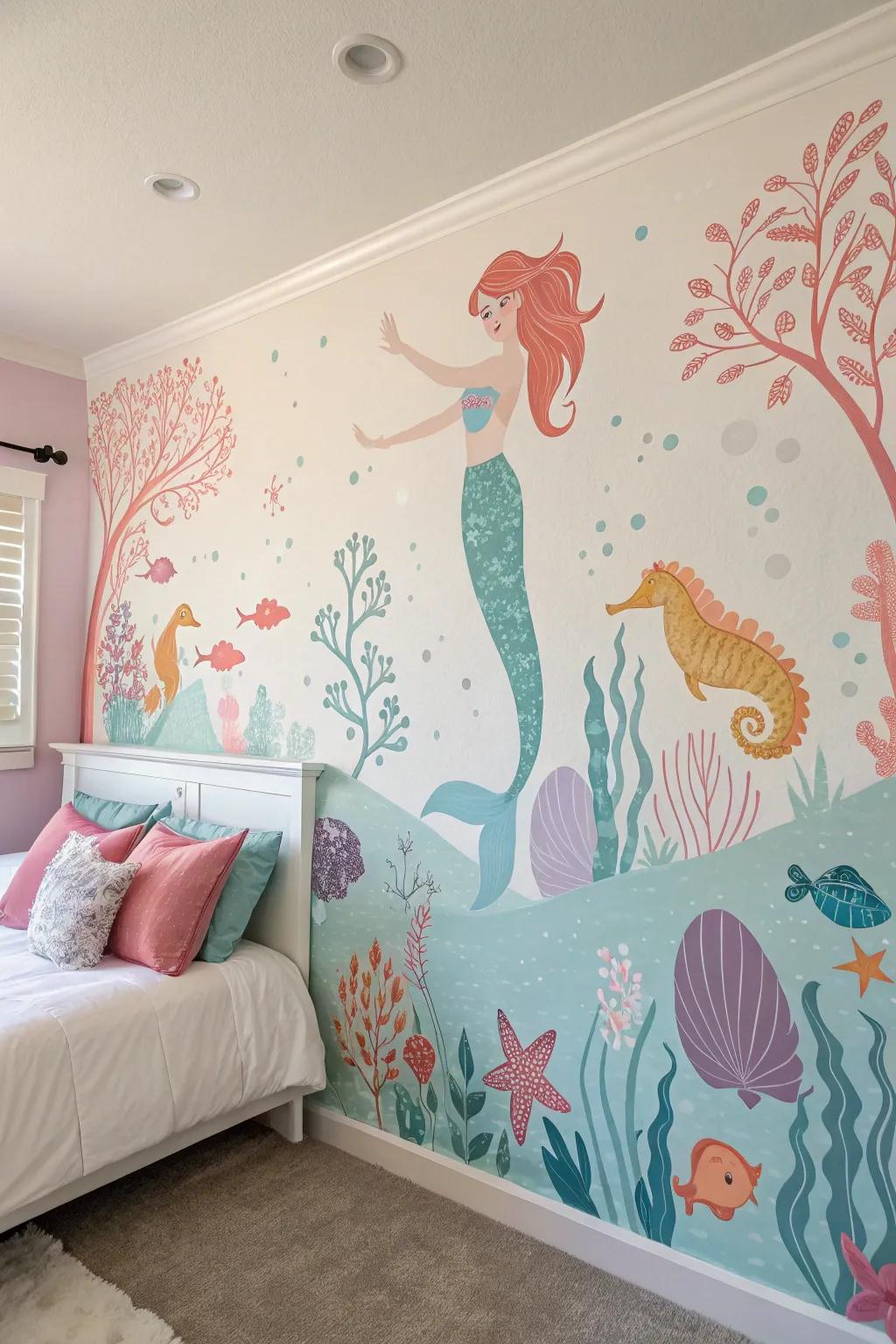 A captivating mural that brings the ocean to your walls.