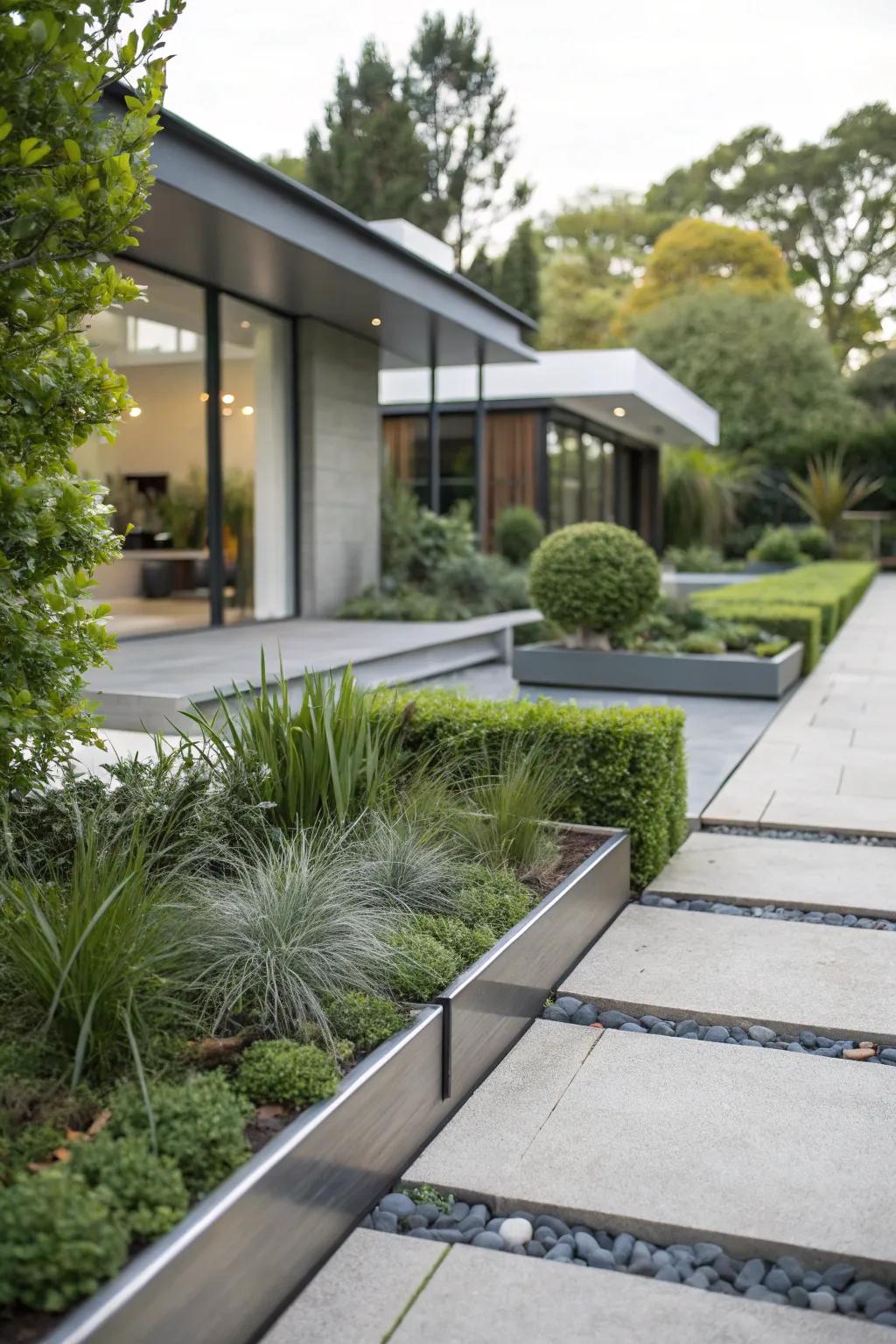 Streamlined metal edging offers a contemporary refinement.