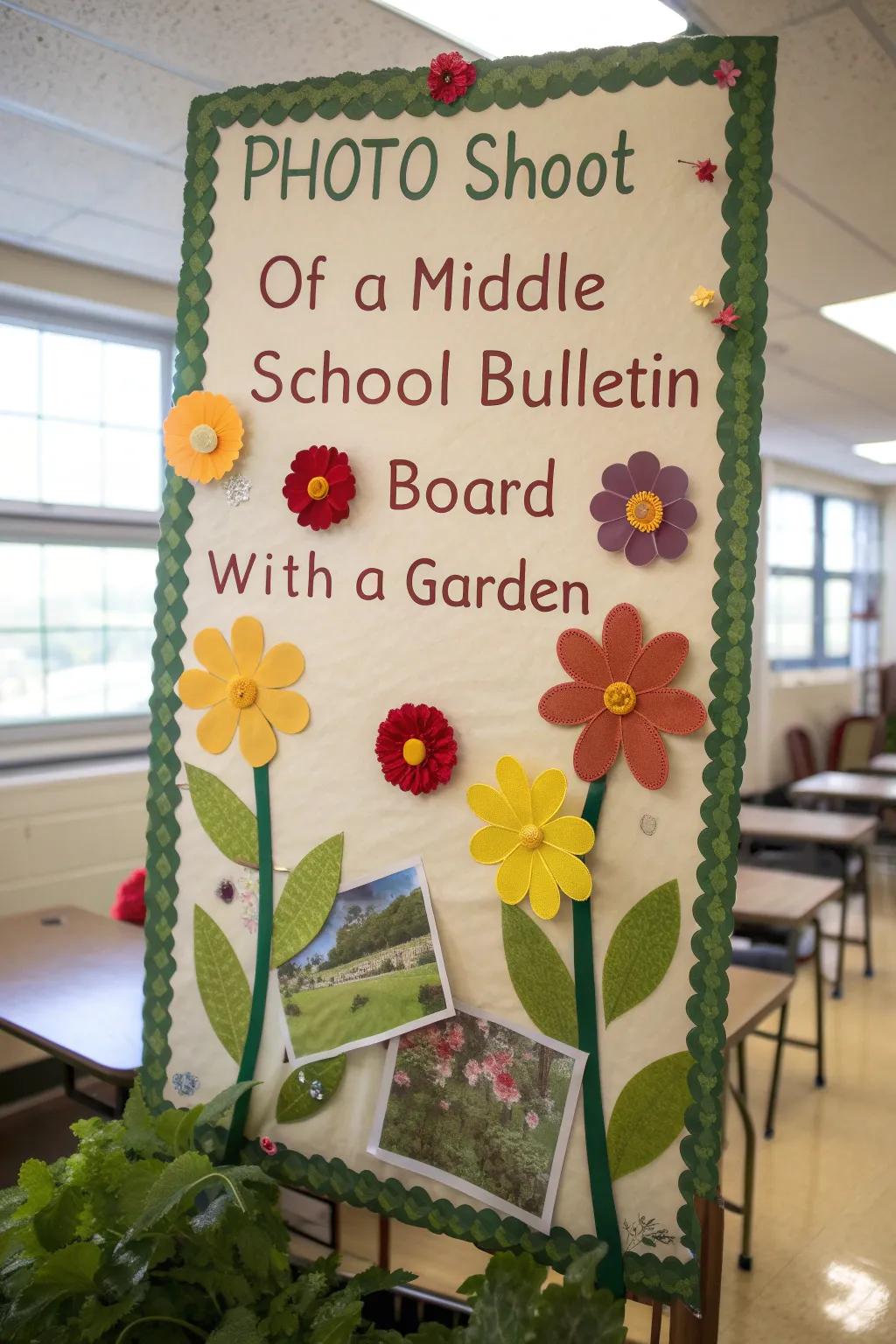 A goal garden bulletin board illustrating student ambitions flourishing