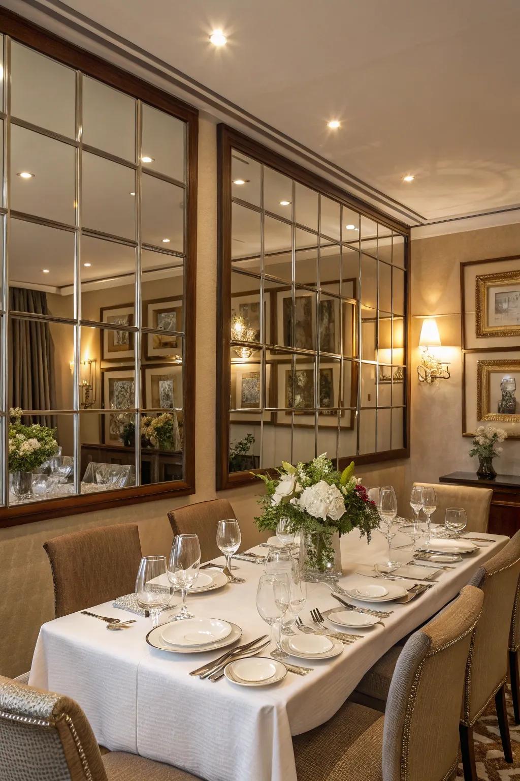 Mirror sections introduce class and enhanced perceived space to dining areas.