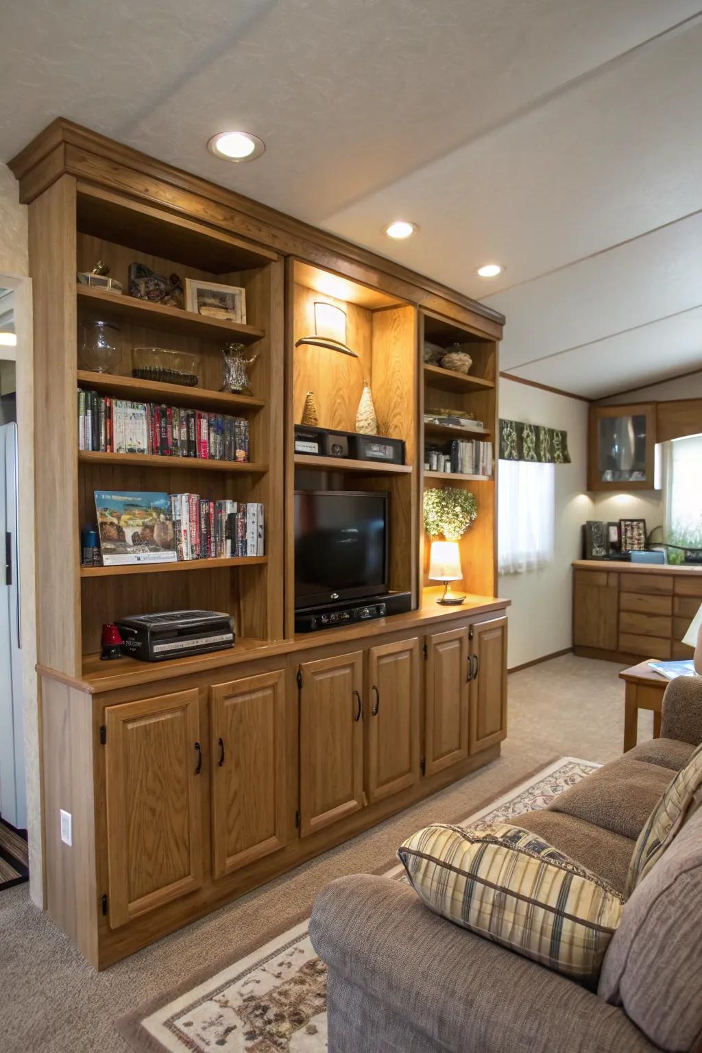 You can keep your mobile home neat and roomy by using clever storage solutions.