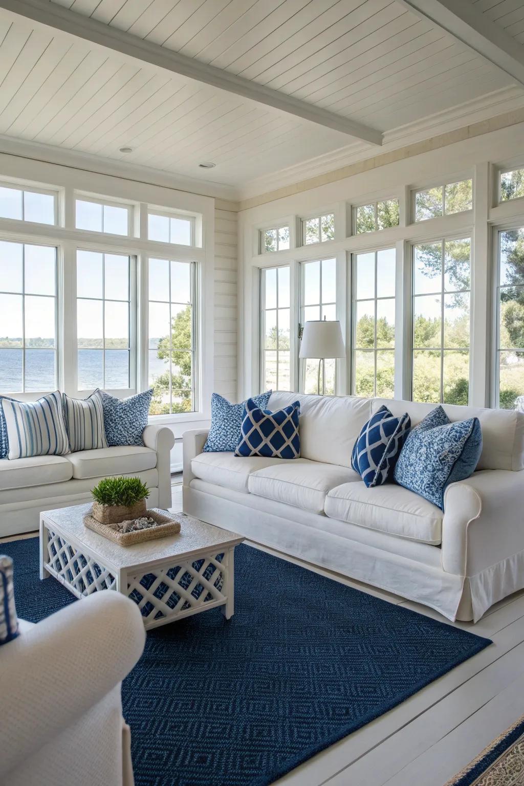 Ocean-inspired blues infuse serenity into the area.