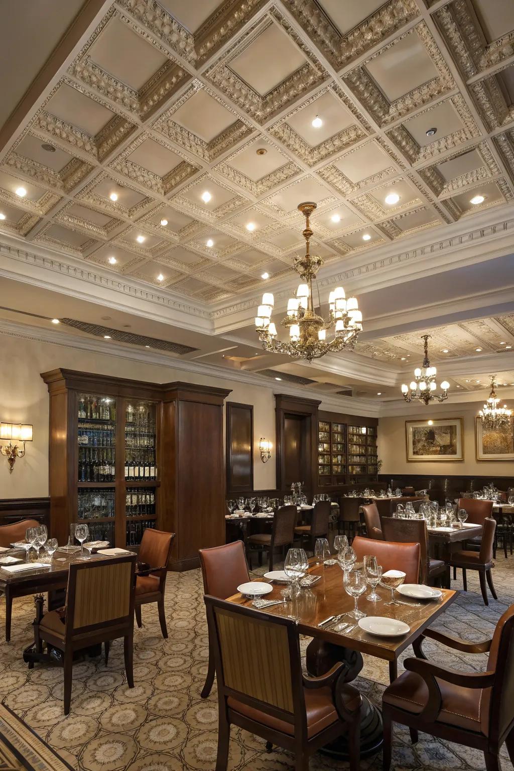 Latticed ceilings introduce refinement and dimension.