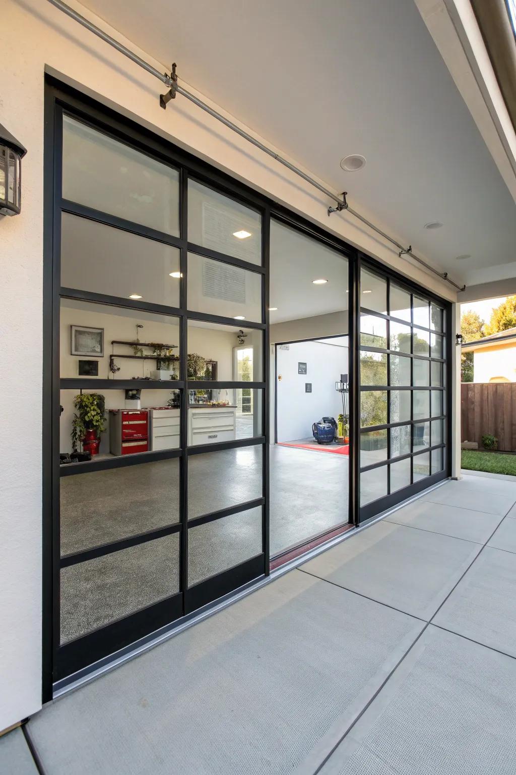 Glass inserts introduce refinement and natural light to your garage.