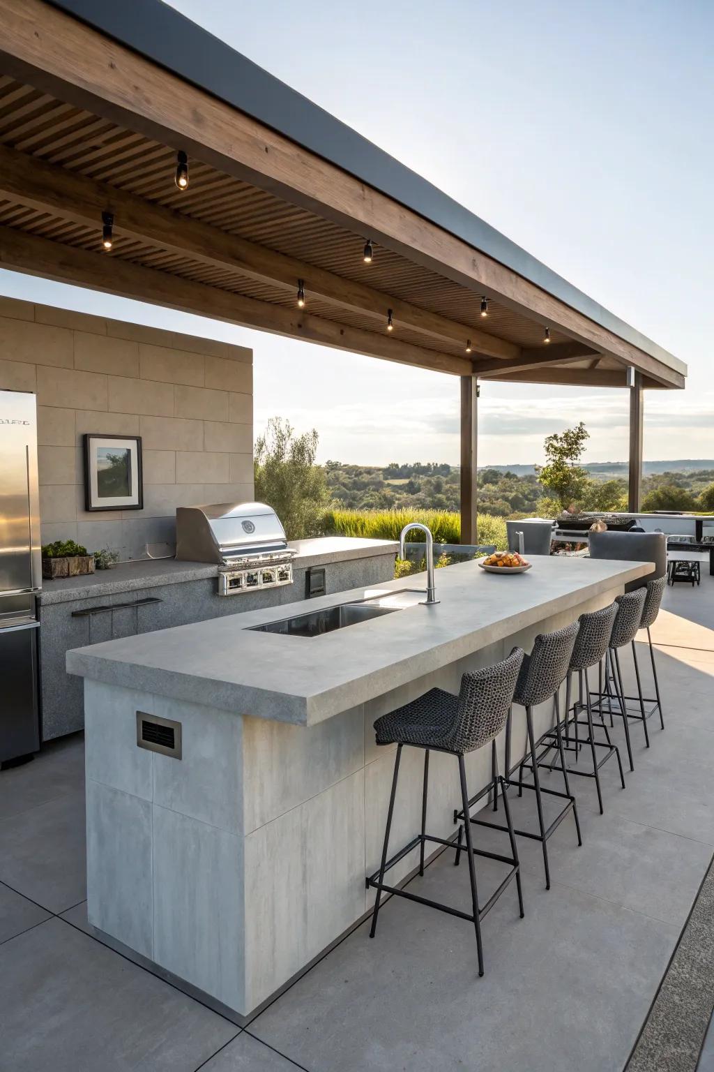Generous counter space for effortless meal preparation and social gatherings.