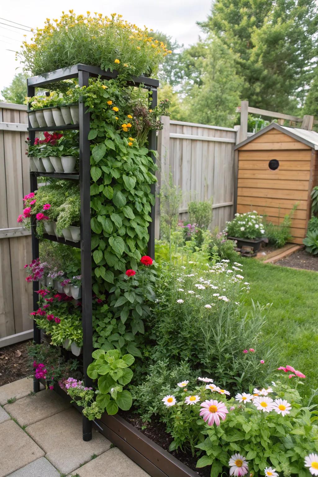 Vertical horticulture introduces dimension and plant life to restricted spaces.