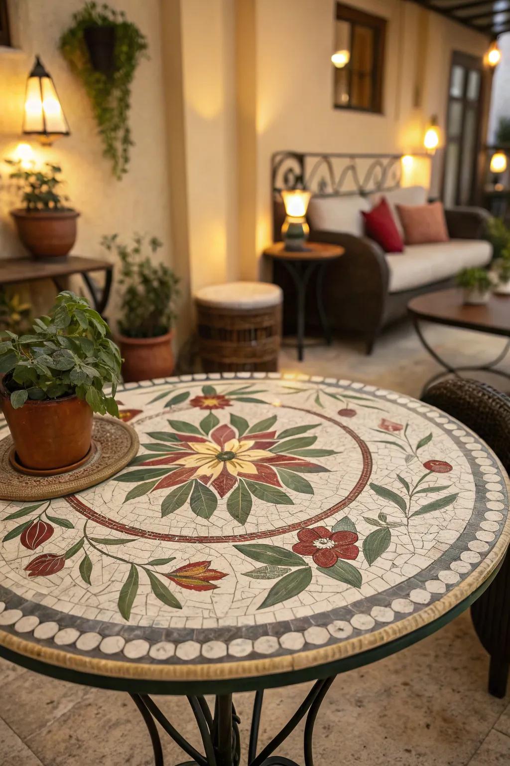 Floral mosaic themes introduce the allure of nature into your dwelling.