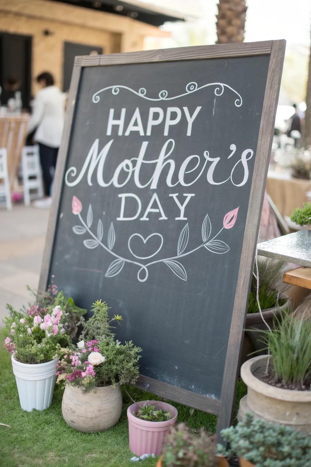 Individualize Mother's Day with a sophisticated slateboard setting.