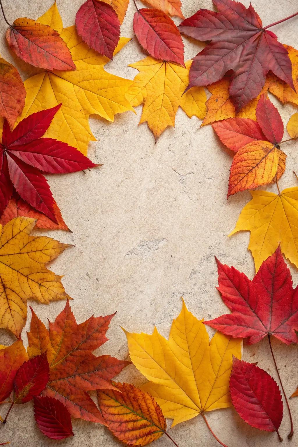 A seasonal composition showcasing vibrant autumnal foliage.