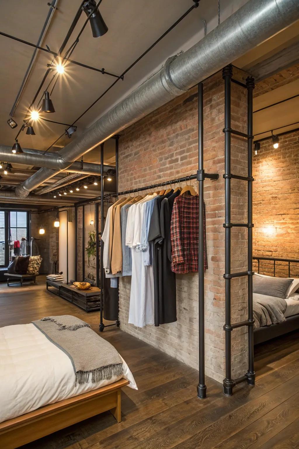 Roof-secured pipes proffer an elegant manufacturing-esque sensation.