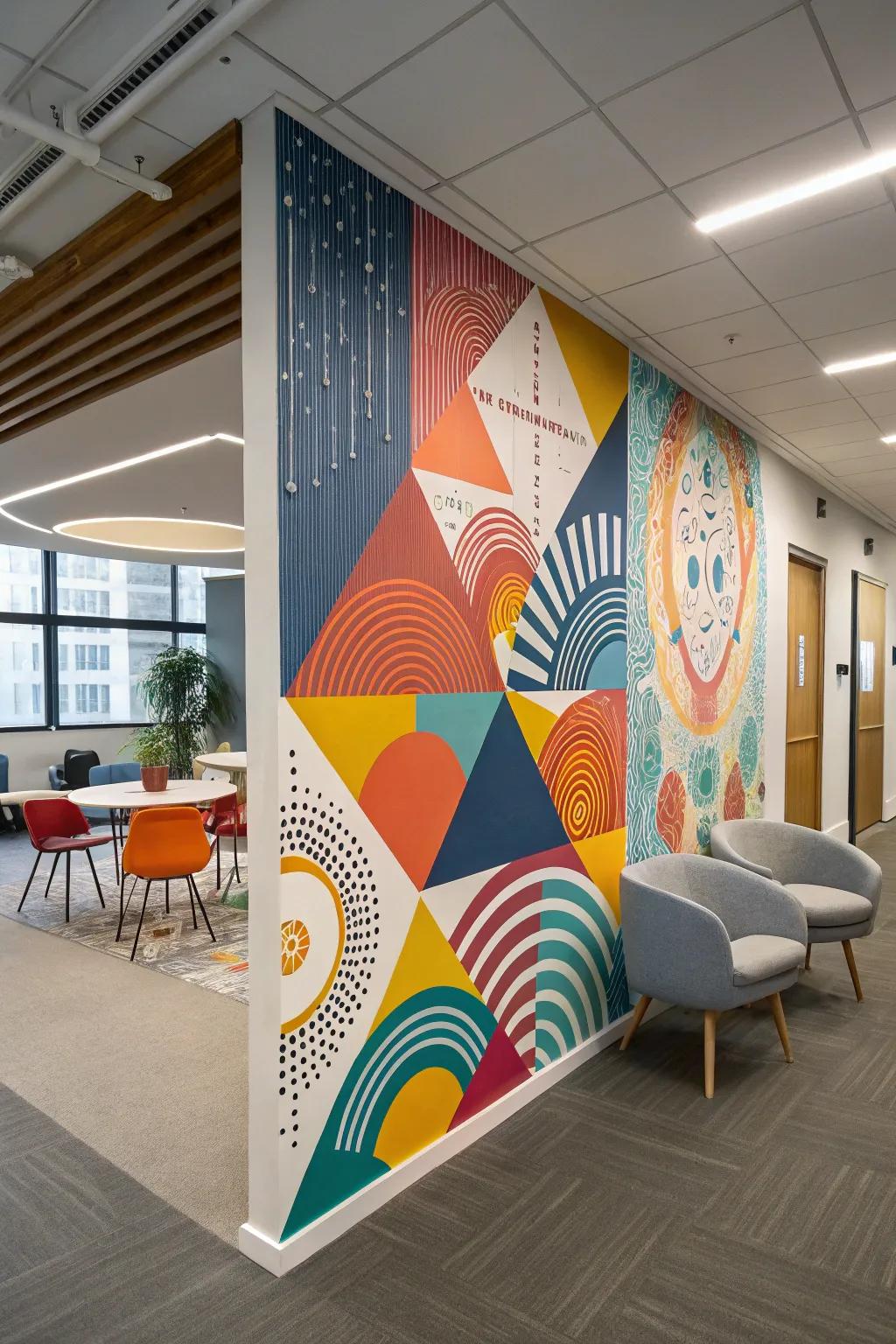 Elevate your office's ambiance with sophisticated non-representational artwork coverings.