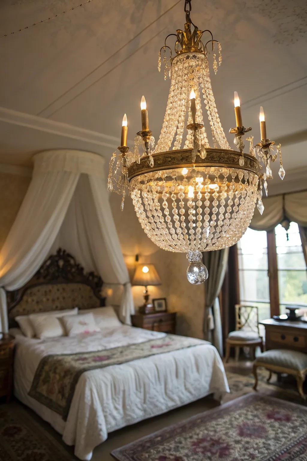 A chandelier immediately creates glamour and sophistication.