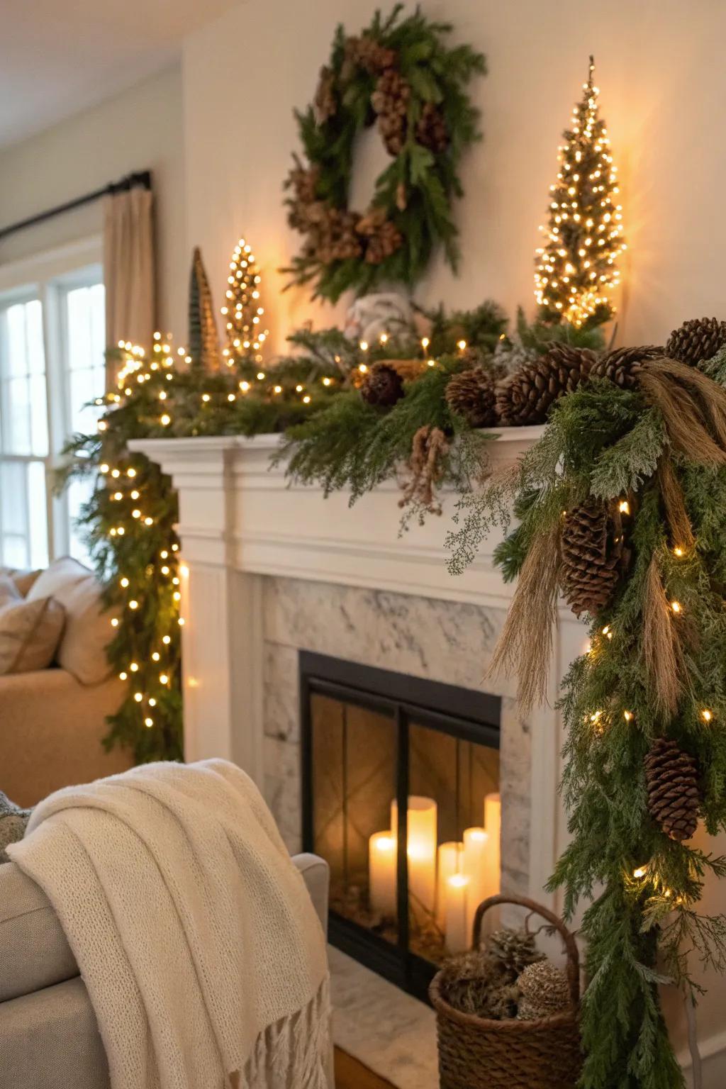 Vegetation festoons contribute a refreshing and natural nuance to holiday ornamentation.