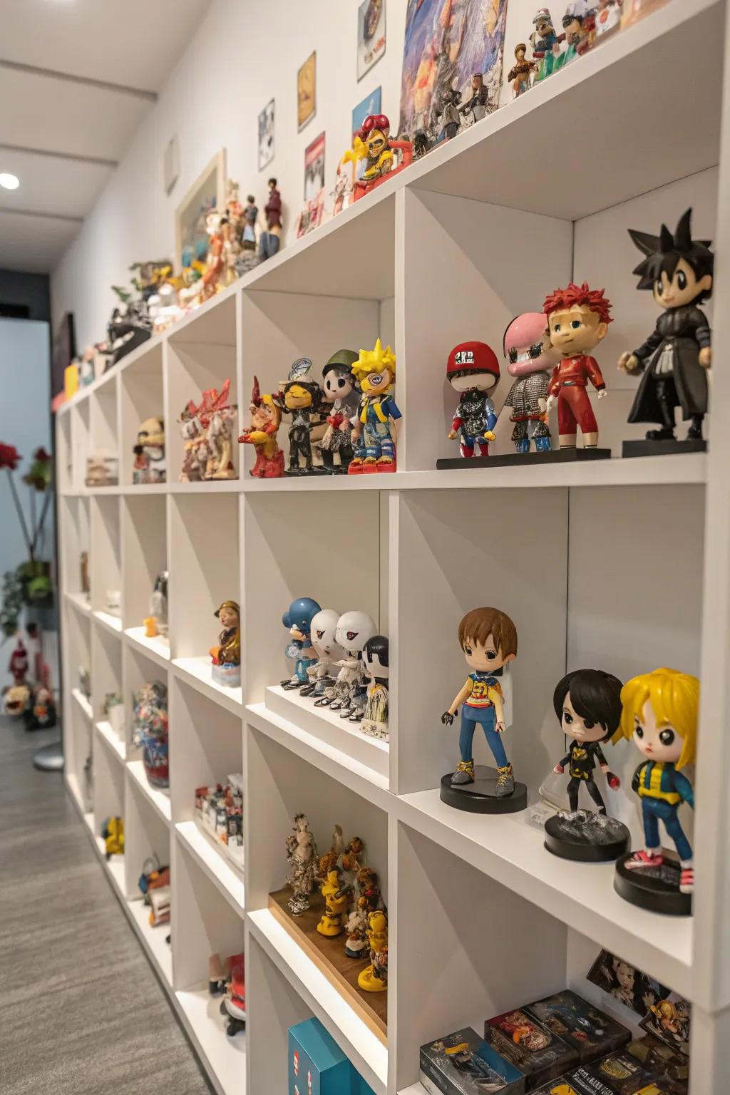 Proudly exhibit your coveted anime figurines with refined shelving options.