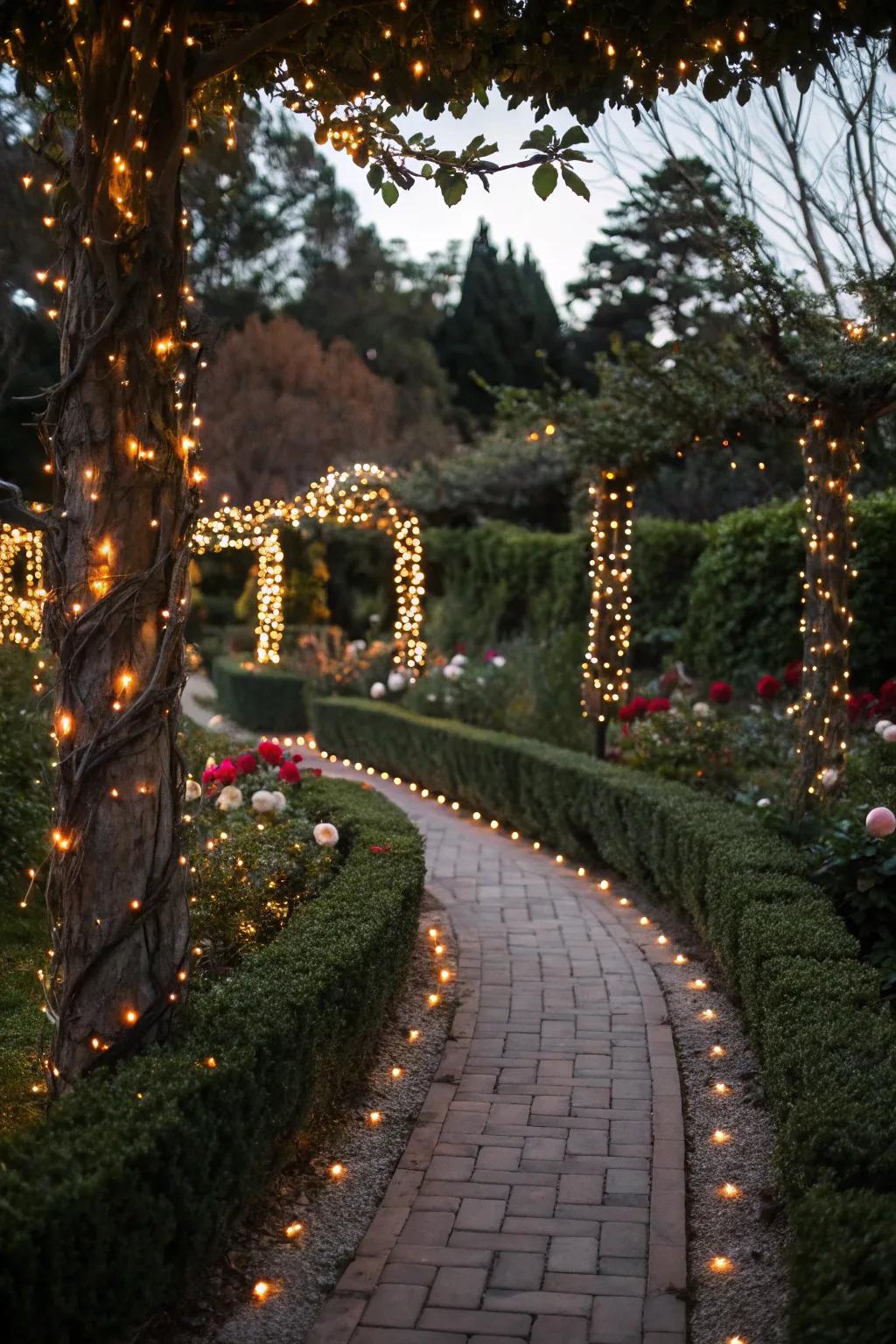 Forge a bewitching entry employing shimmering walkway beacons.