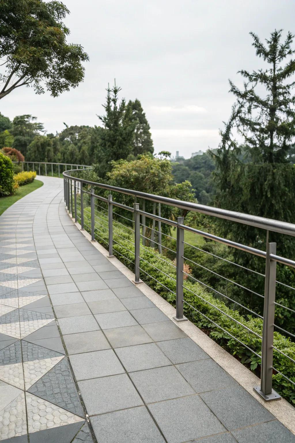 Metallic barriers present an elegant, modern feel to outdoor settings.