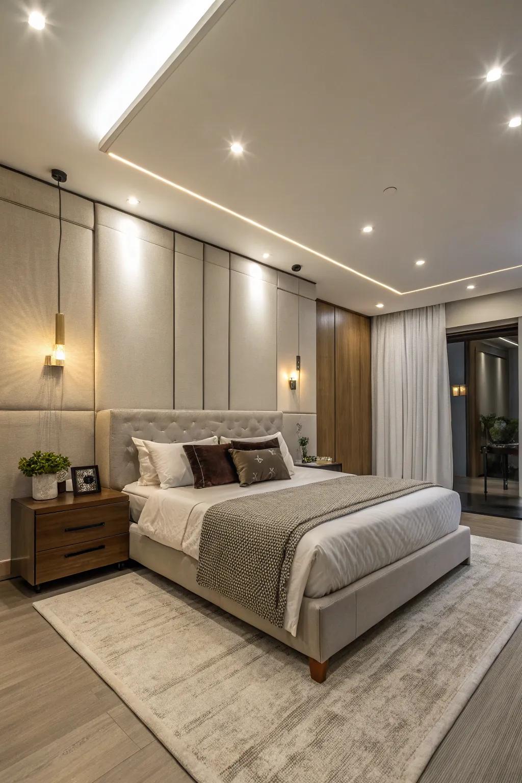Flush-mounted illumination exudes a delicate elegance.