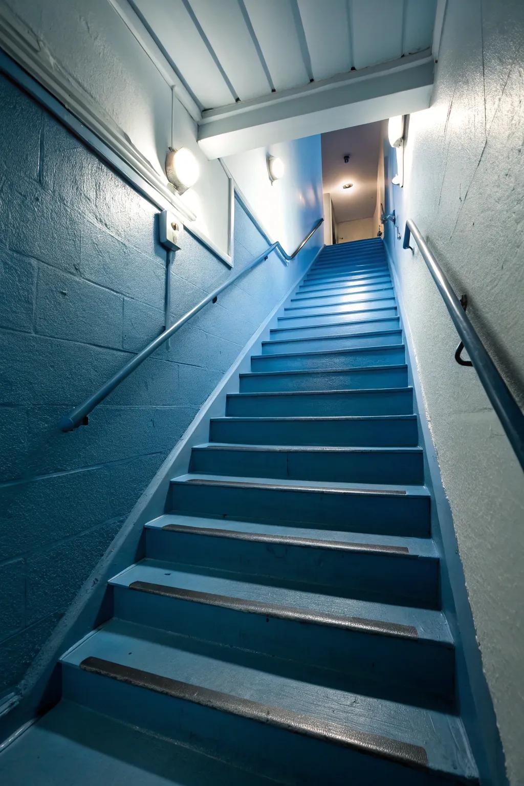 Showcase refinement with a harmonious hues staircase.